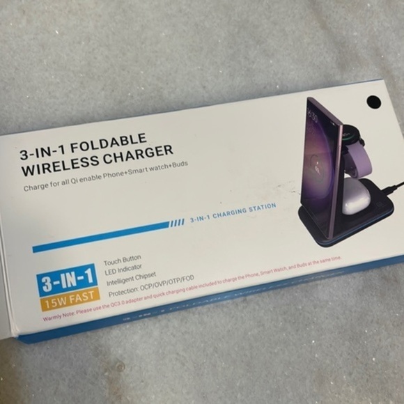 3-IN-1 FOLDABLE
WIRELESS CHARGER
Charge for all Qi enable Phone+Smart watch+buds - Picture 1 of 11